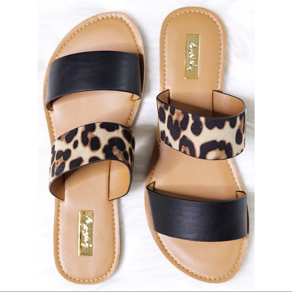 Black Leopard Sandals